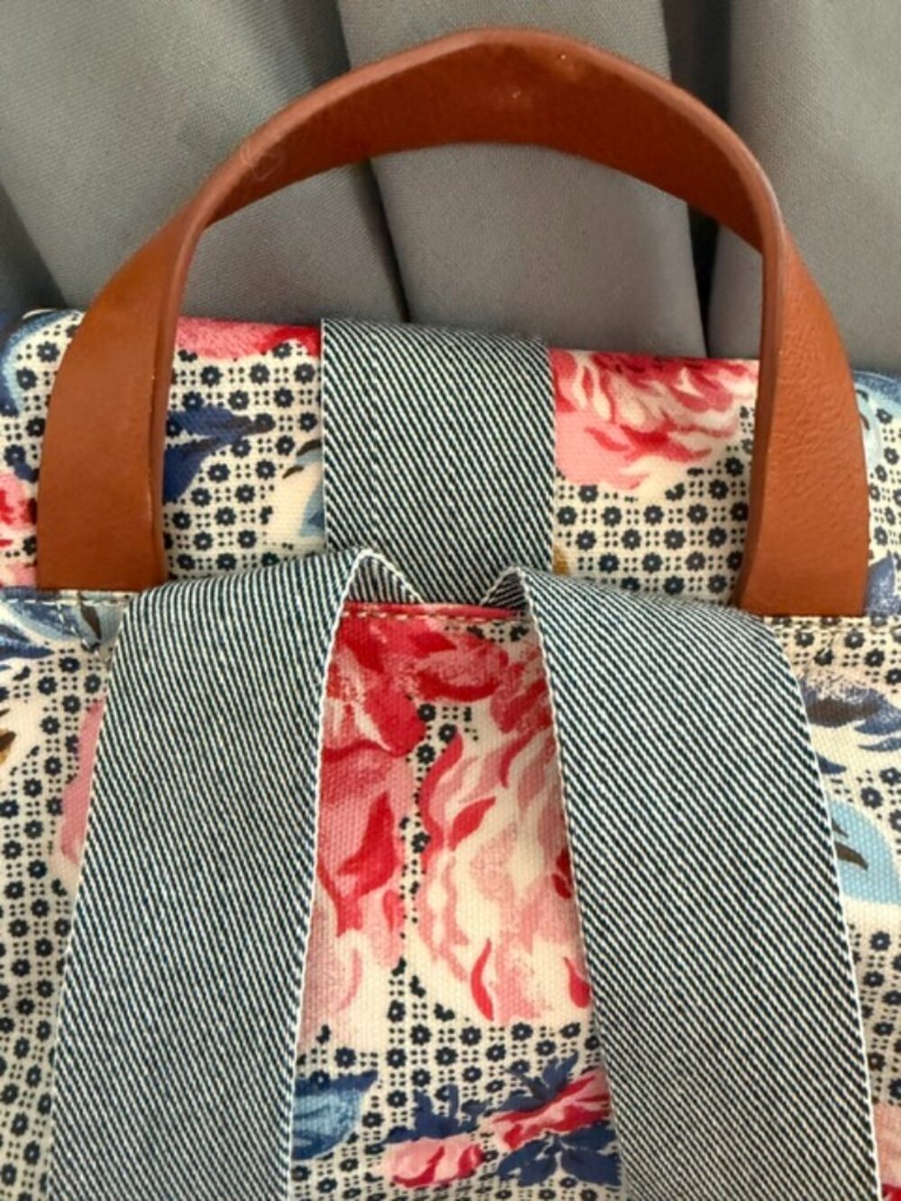 Cath Kidston Floral Backpack Blue Pink Rose Print Bookbag - Picture 5 of 5